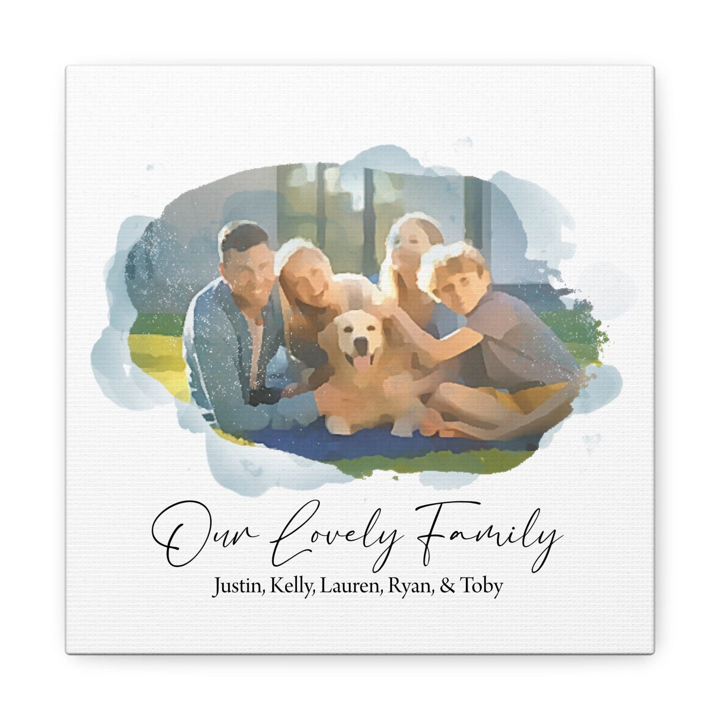 Our Lovely Family Custom Water Color Canvas