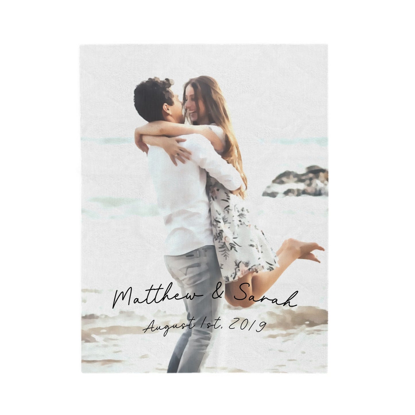 Custom Couple Watercolor Photo Blanket