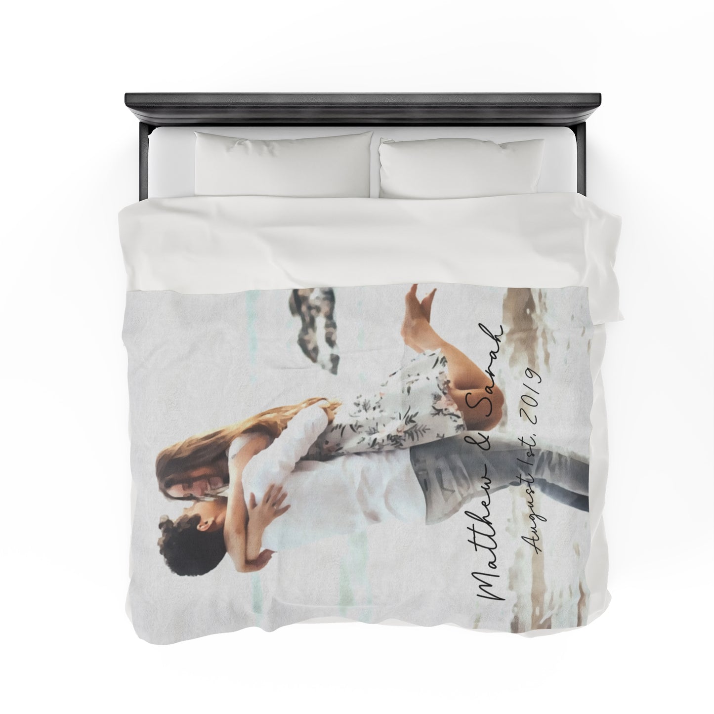 Custom Couple Watercolor Photo Blanket