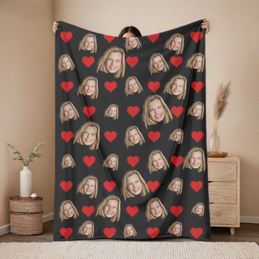 "Hearts & Faces" Custom Photo Blanket