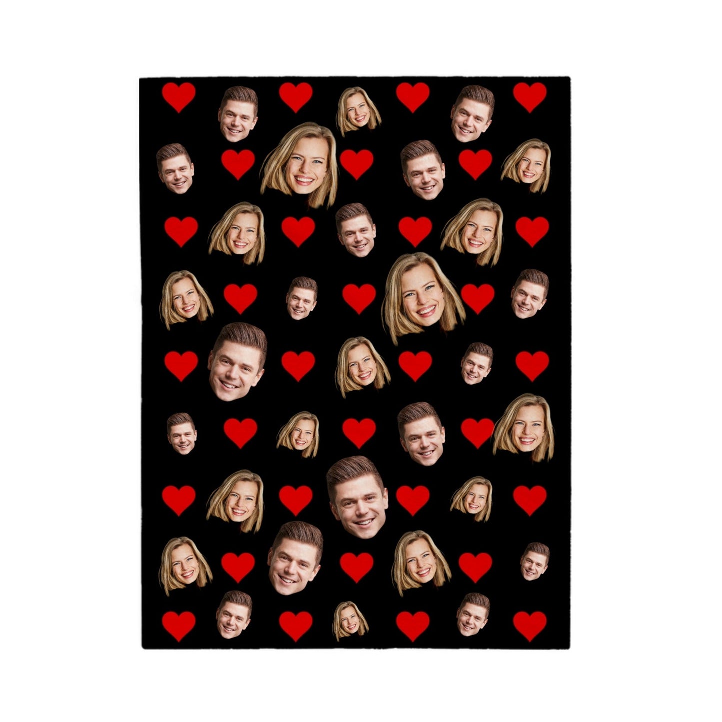 "Hearts & Faces" Custom Couples Photo Blanket