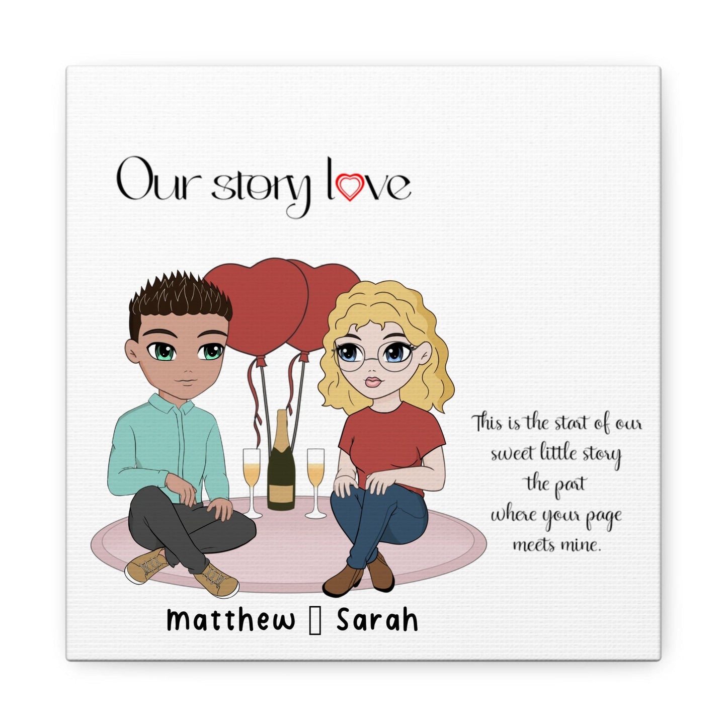 "Our Story" Custom Cartoon Canvas