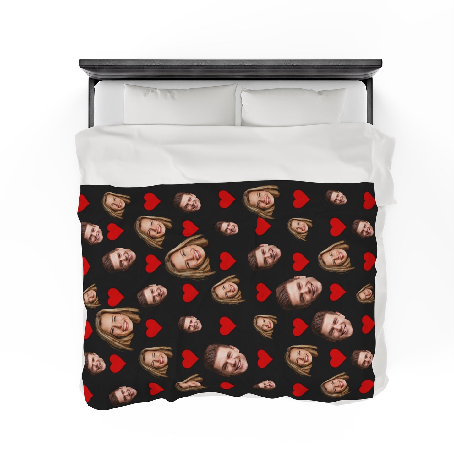 "Hearts & Faces" Custom Couples Photo Blanket