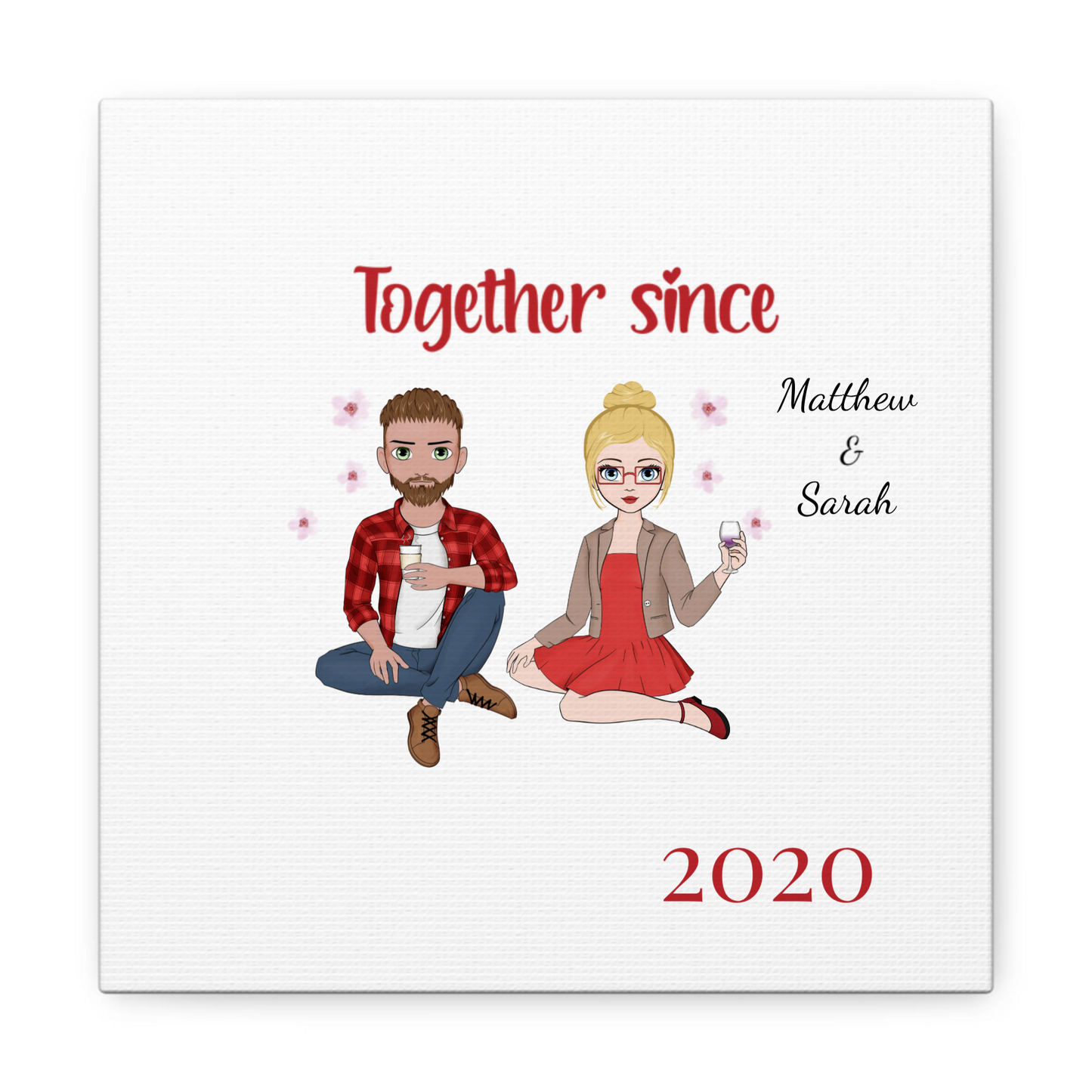 "Together Since" Custom Cartoon Canvas