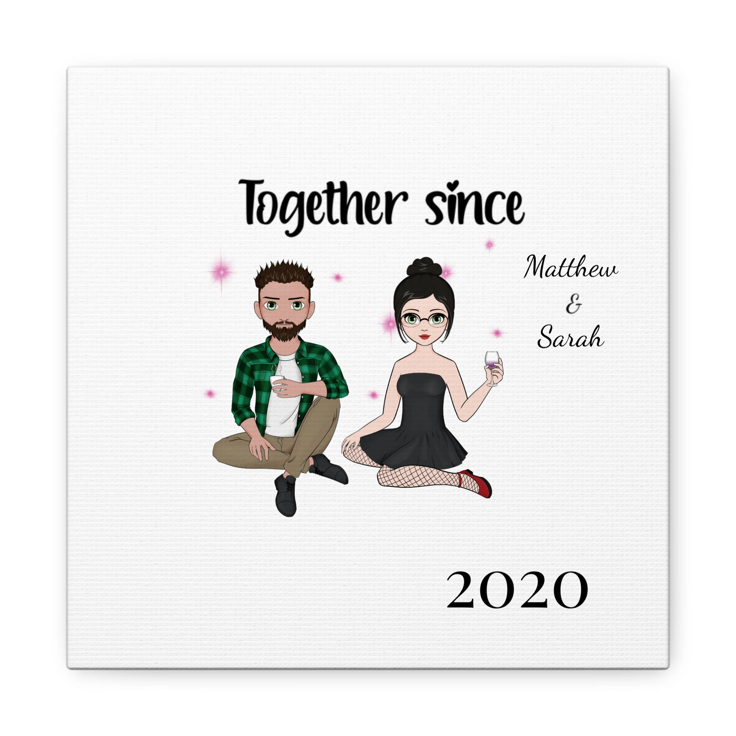 "Together Since" Custom Cartoon Canvas