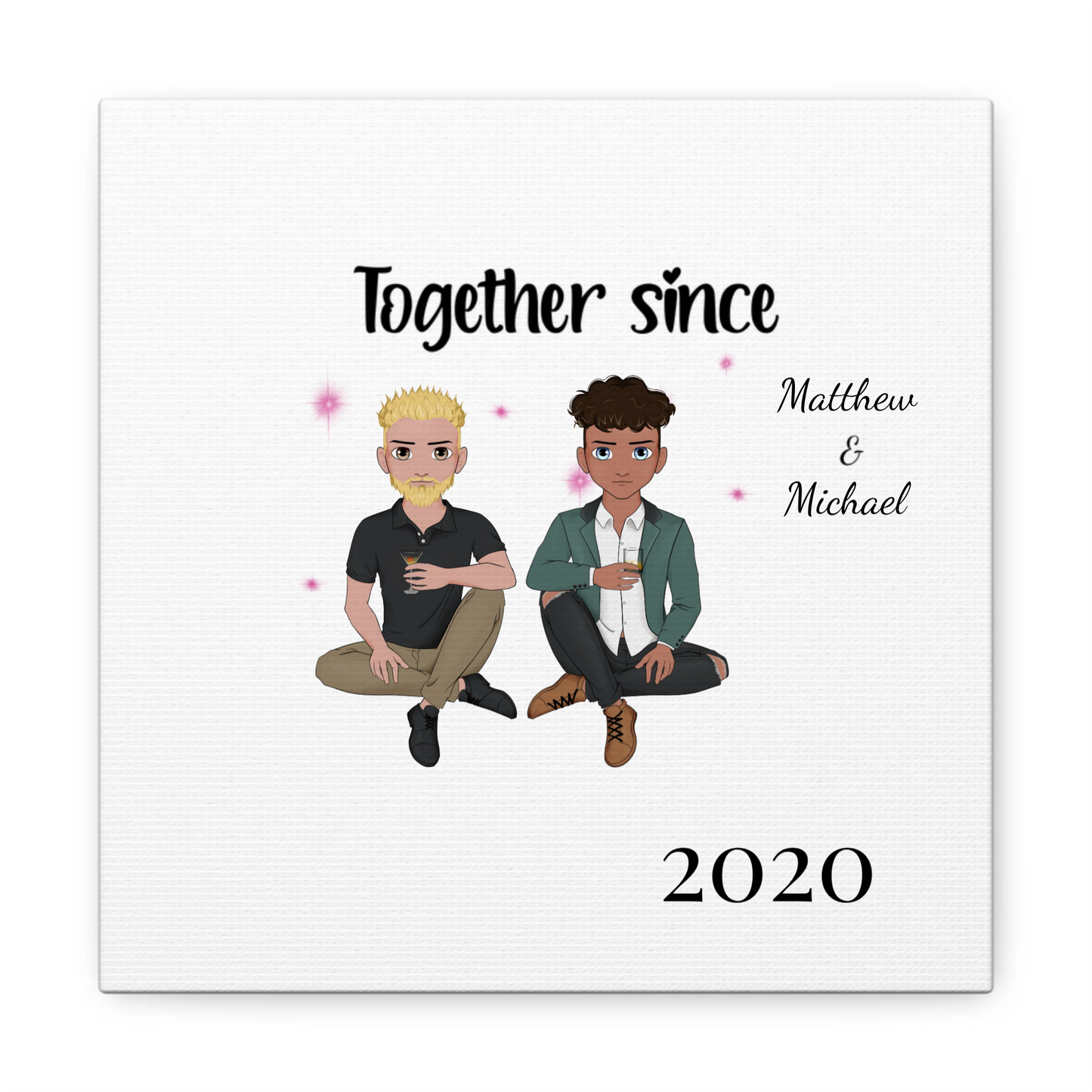 "Together Since" Custom Cartoon Canvas