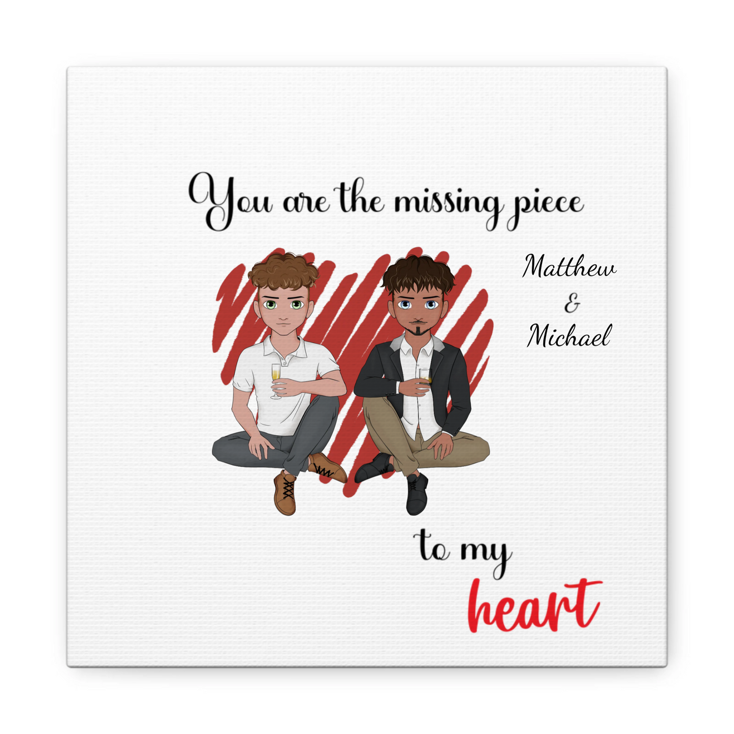 "You Are The Missing Piece" Custom Cartoon Canvas