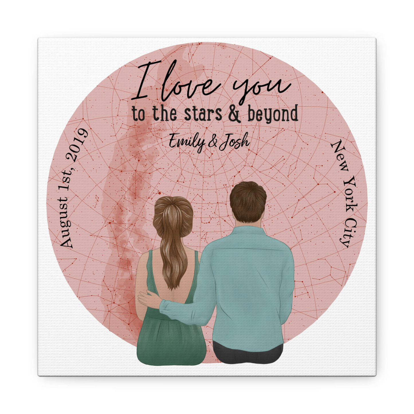 "I Love You To The Stars & Beyond" Custom Star Chart Cartoon Canvas