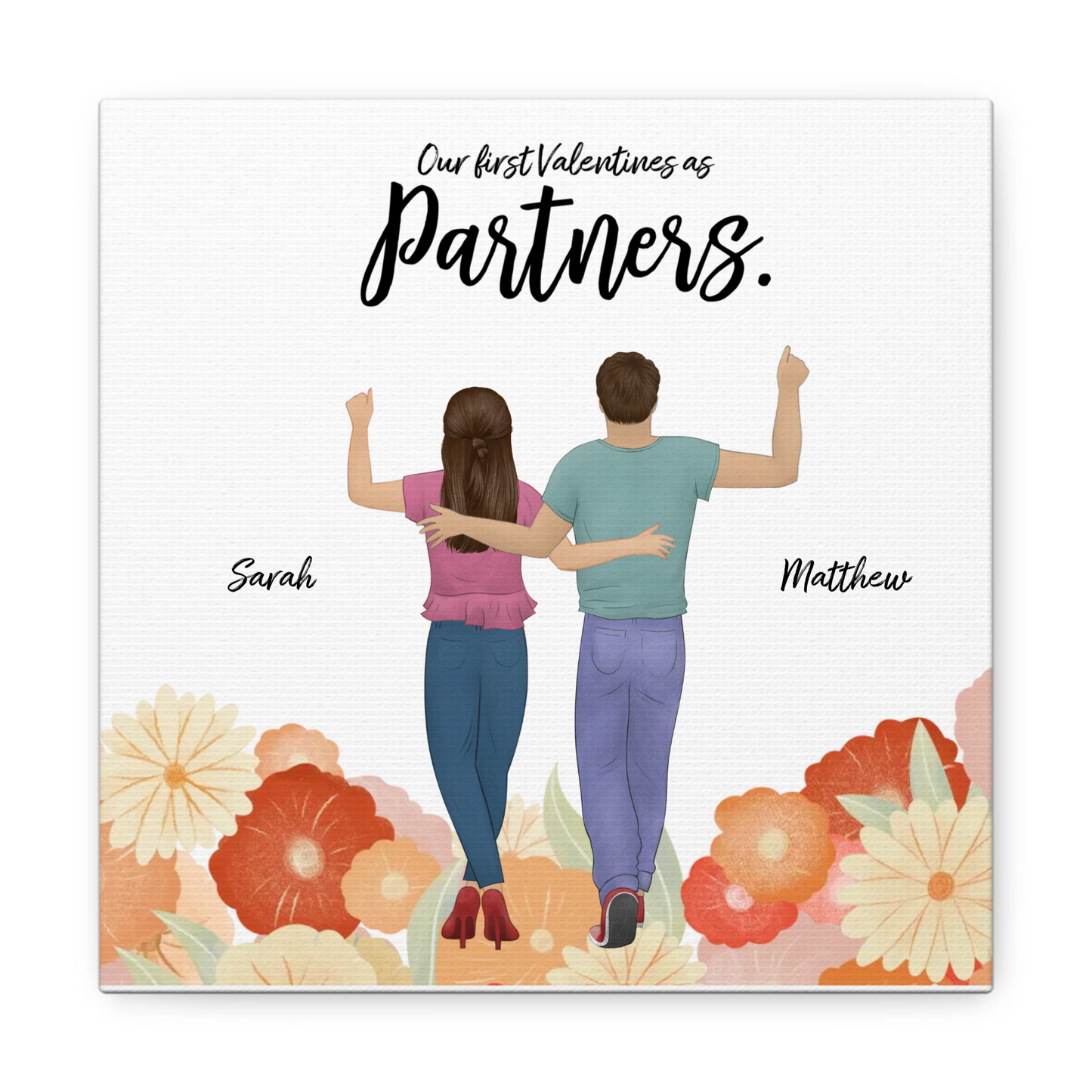 Customizable Couples Square Valentines Canvas