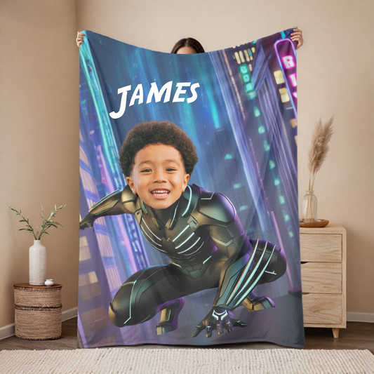 The Black Panther Boy City Blanket