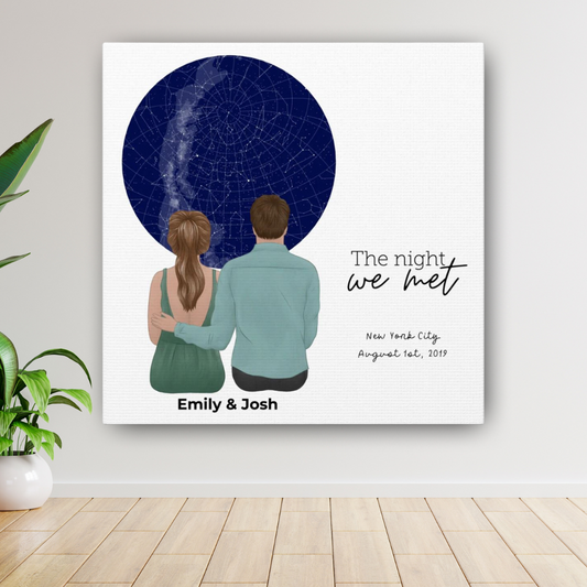 Stargazing Custom Star Chart Cartoon Canvas