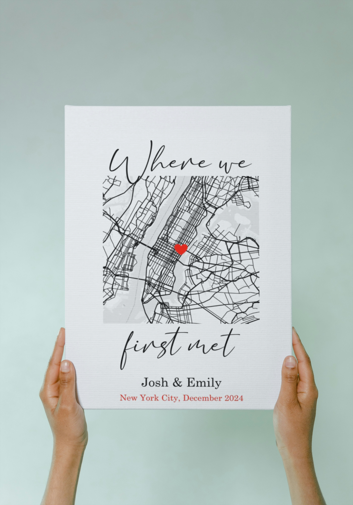 "Where We First Met" Custom Framed Canvas