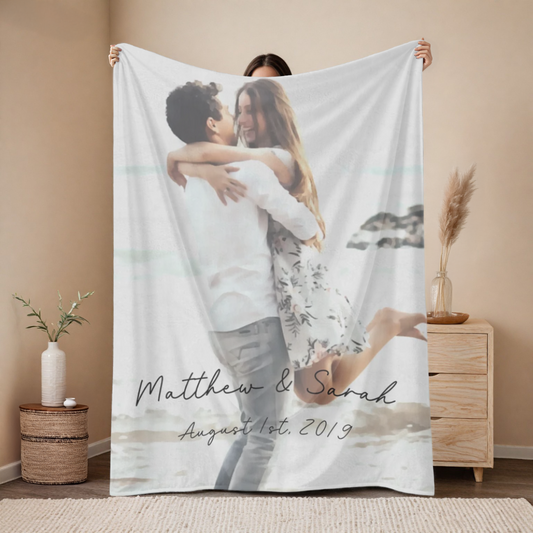 Custom Couple Watercolor Photo Blanket