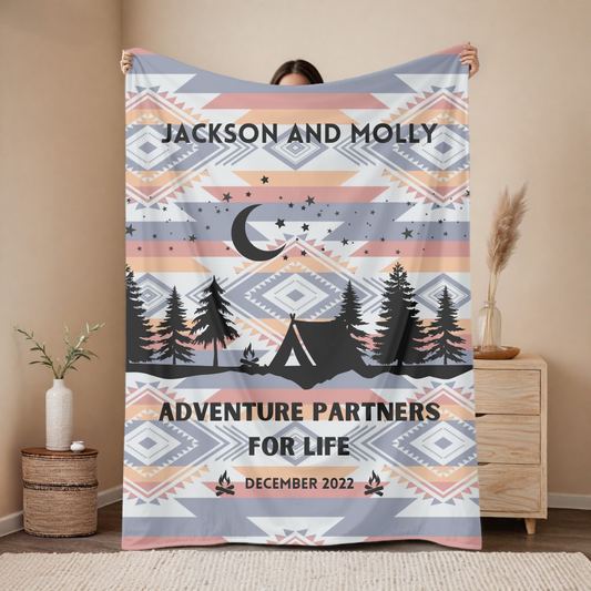 Adventure Partners Custom Couples Blanket