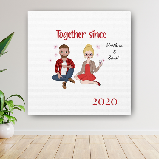 "Together Since" Custom Cartoon Canvas