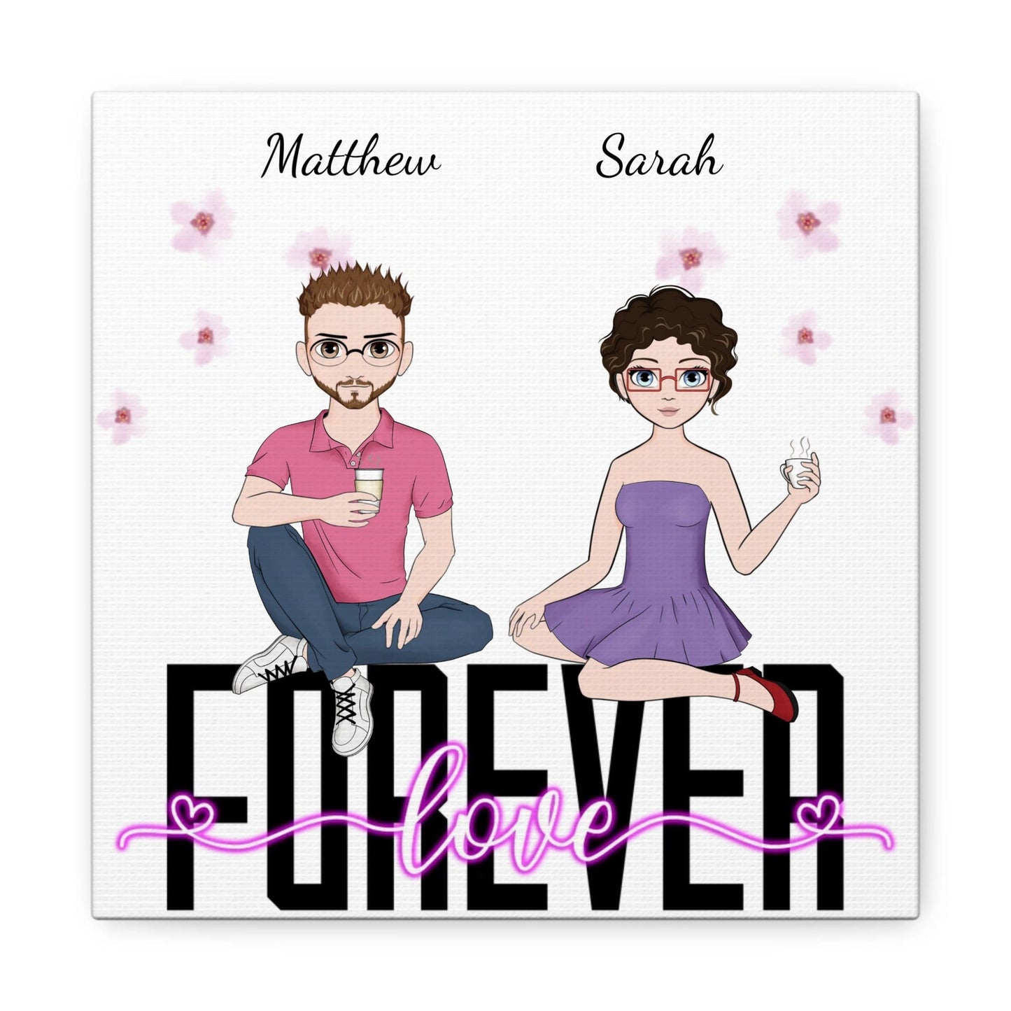 "Love Forever" Custom Cartoon Canvas