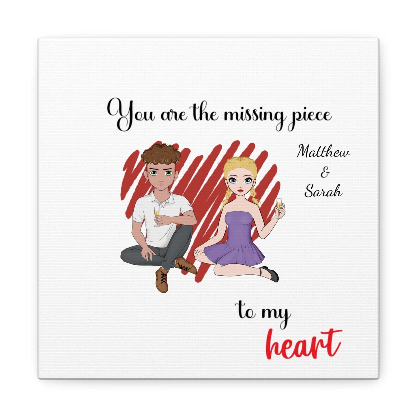 "You Are The Missing Piece" Custom Cartoon Canvas