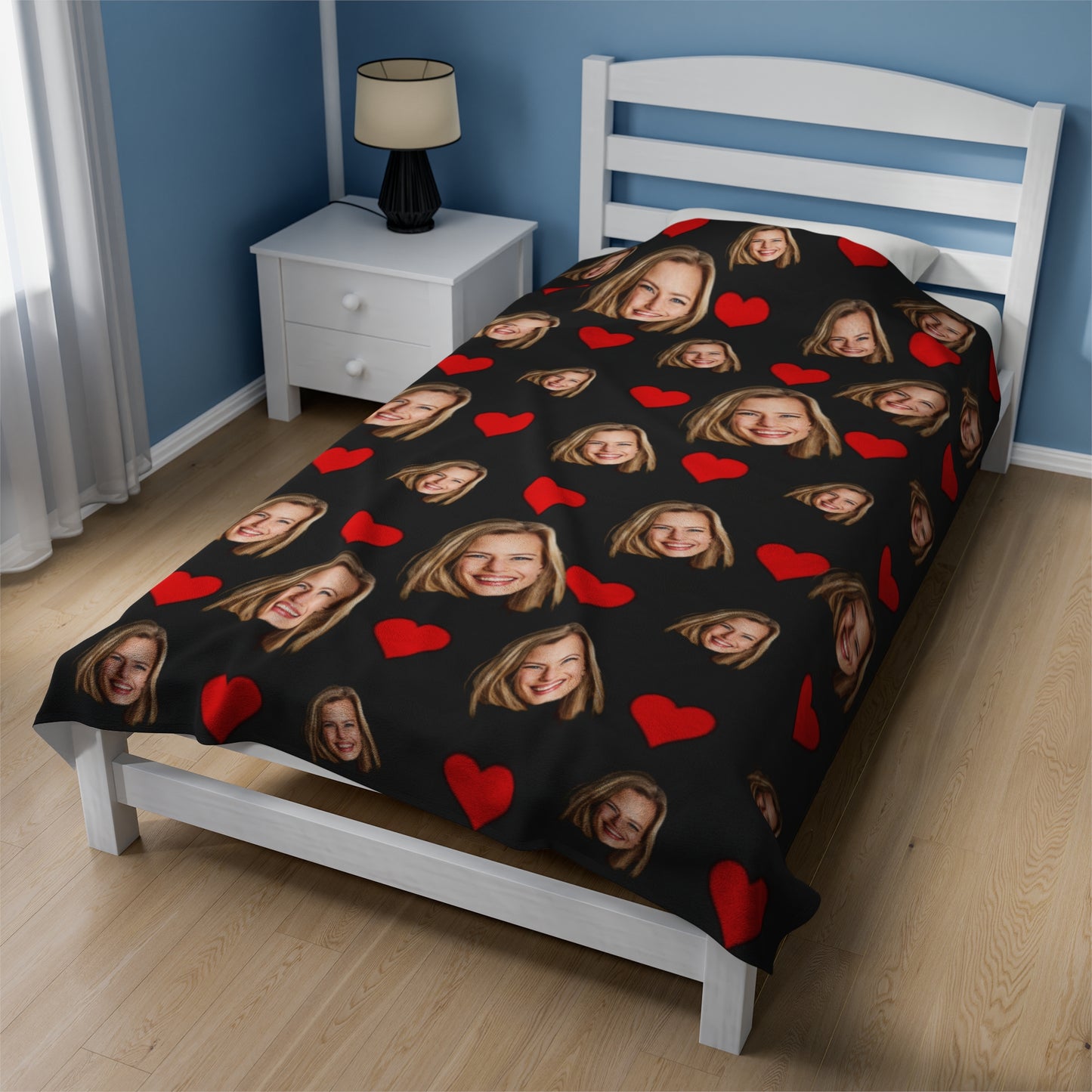 "Hearts & Faces" Custom Photo Blanket