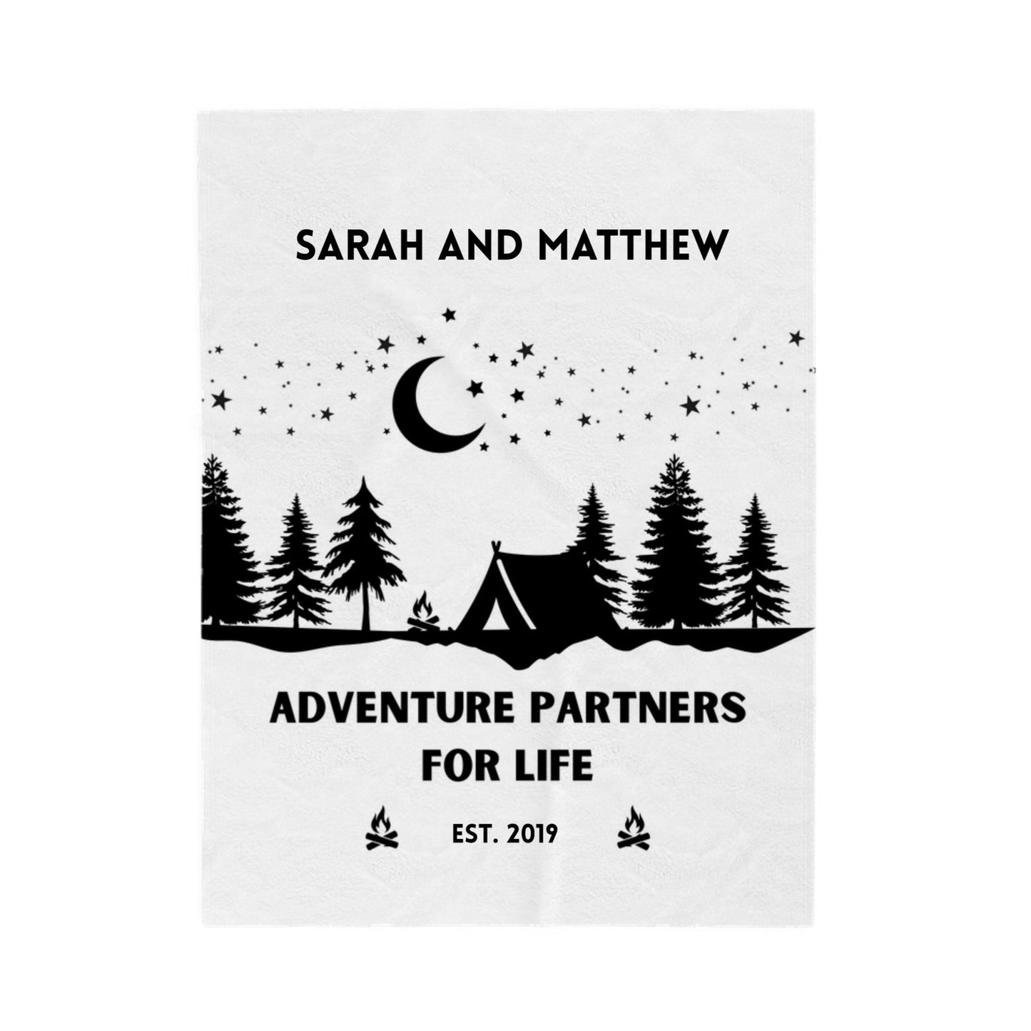 Adventure Partners White Custom Couples Blanket