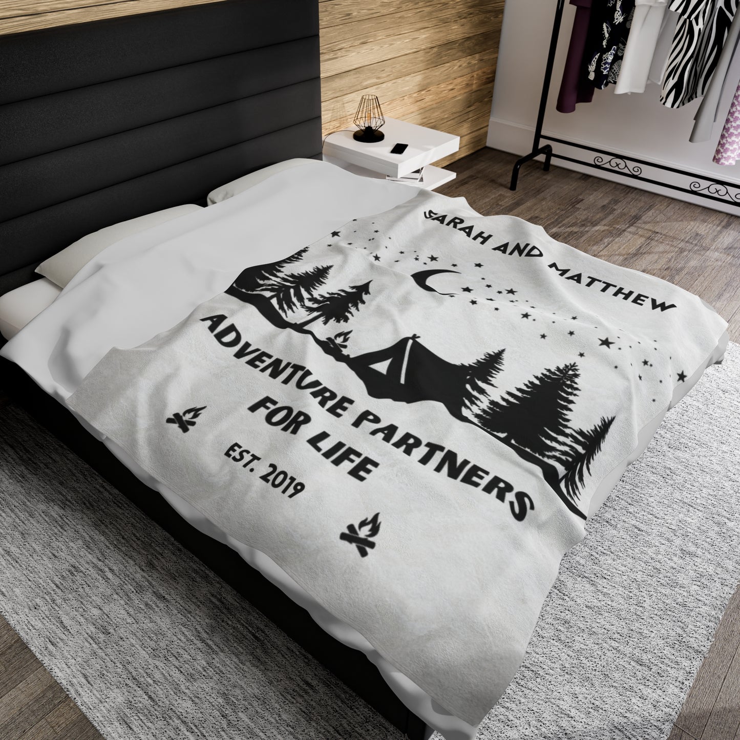 Adventure Partners White Custom Couples Blanket