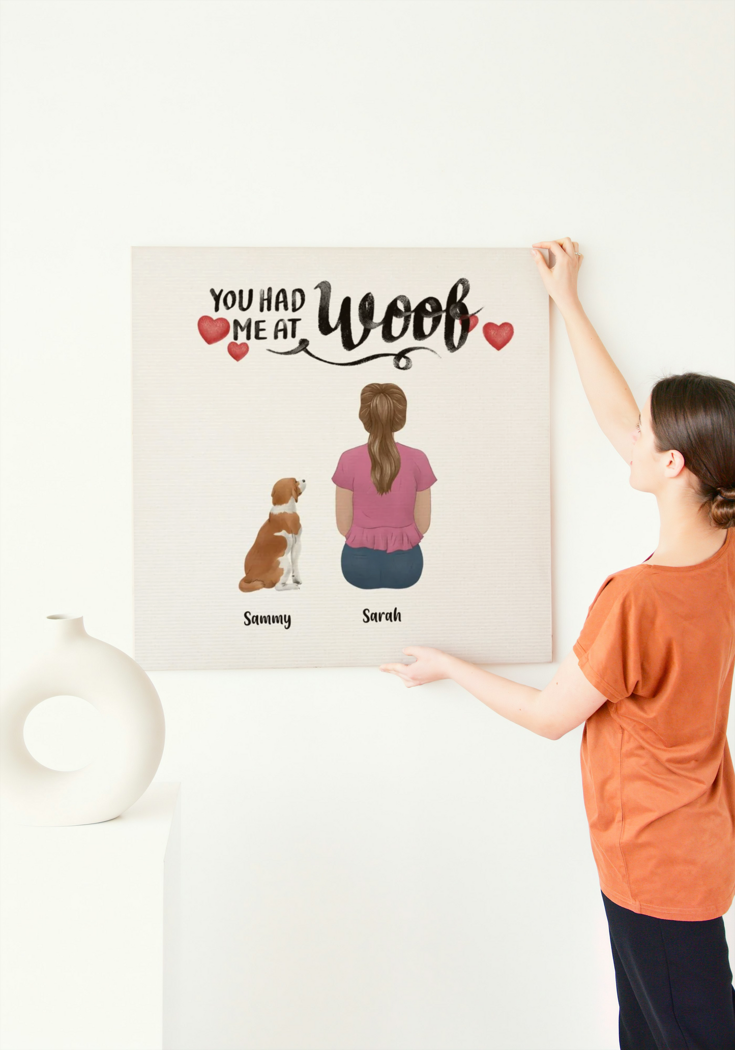 "You Had Me At Woof" Custom Dog Cartoon Canvas