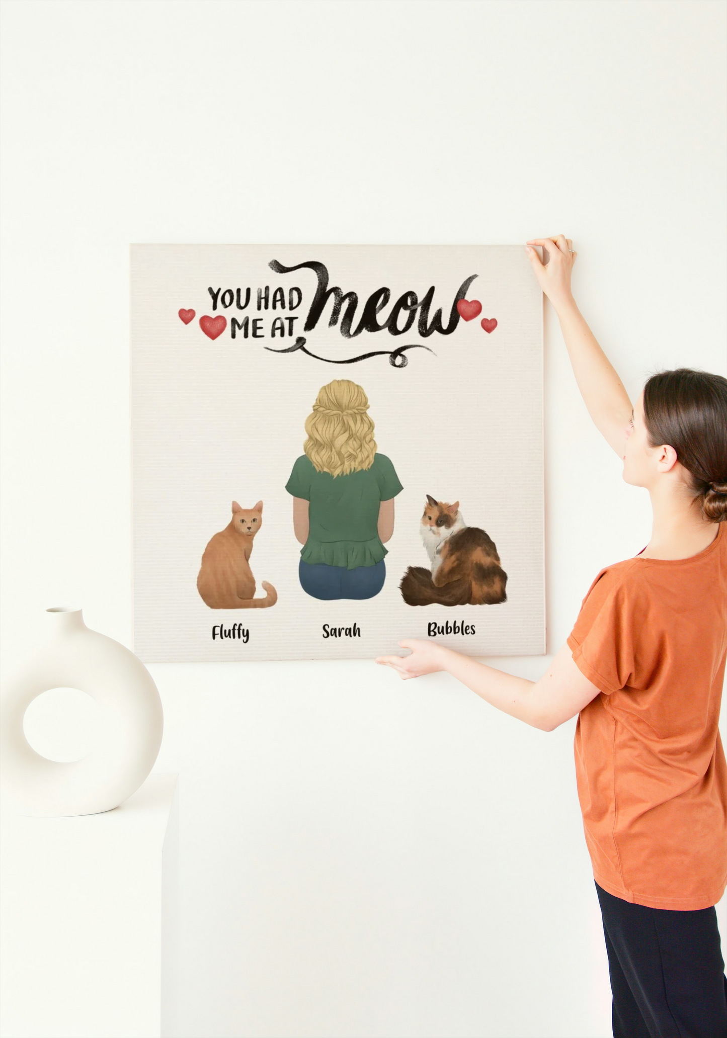 "You Had Me At Meow" Custom Cat Cartoon Canvas