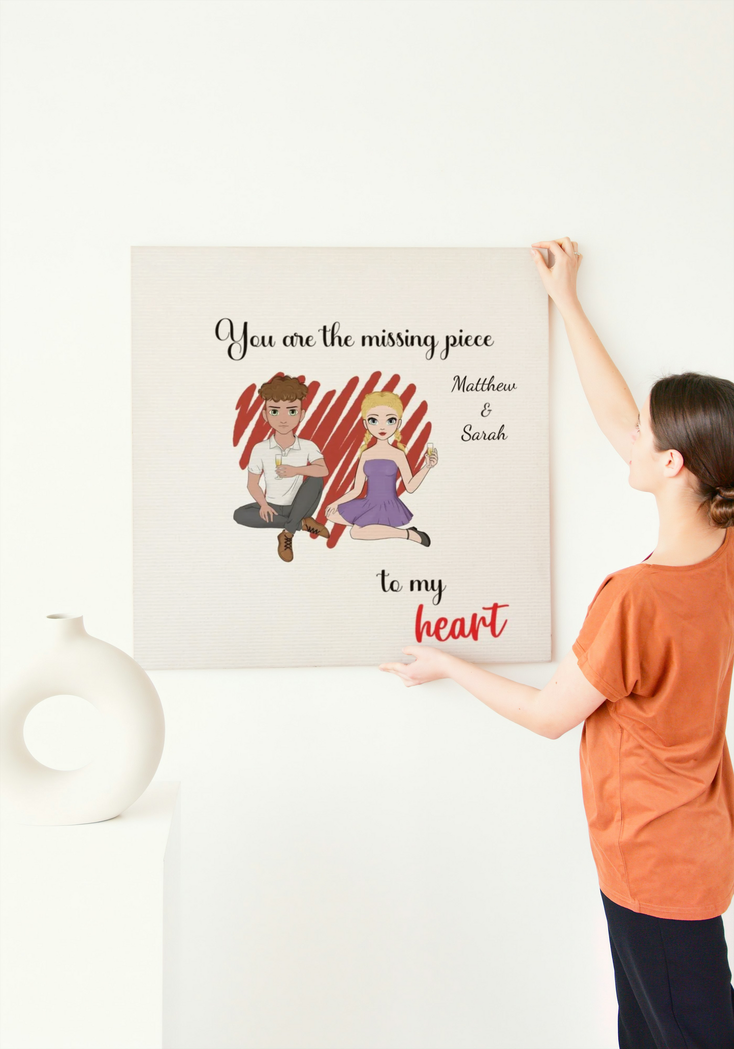 "You Are The Missing Piece" Custom Cartoon Canvas