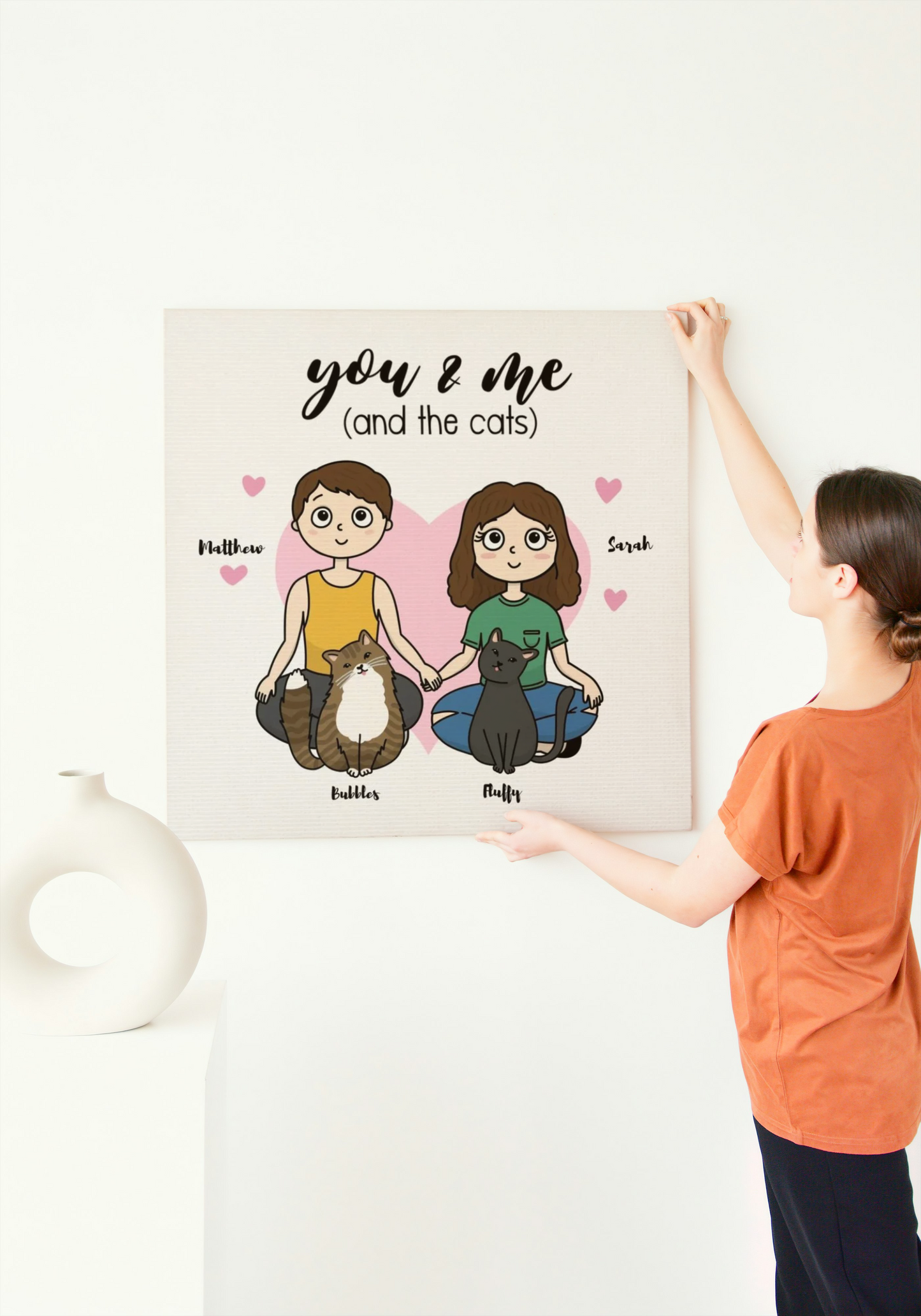 "You & Me And The Cat(s)" Custom Canvas