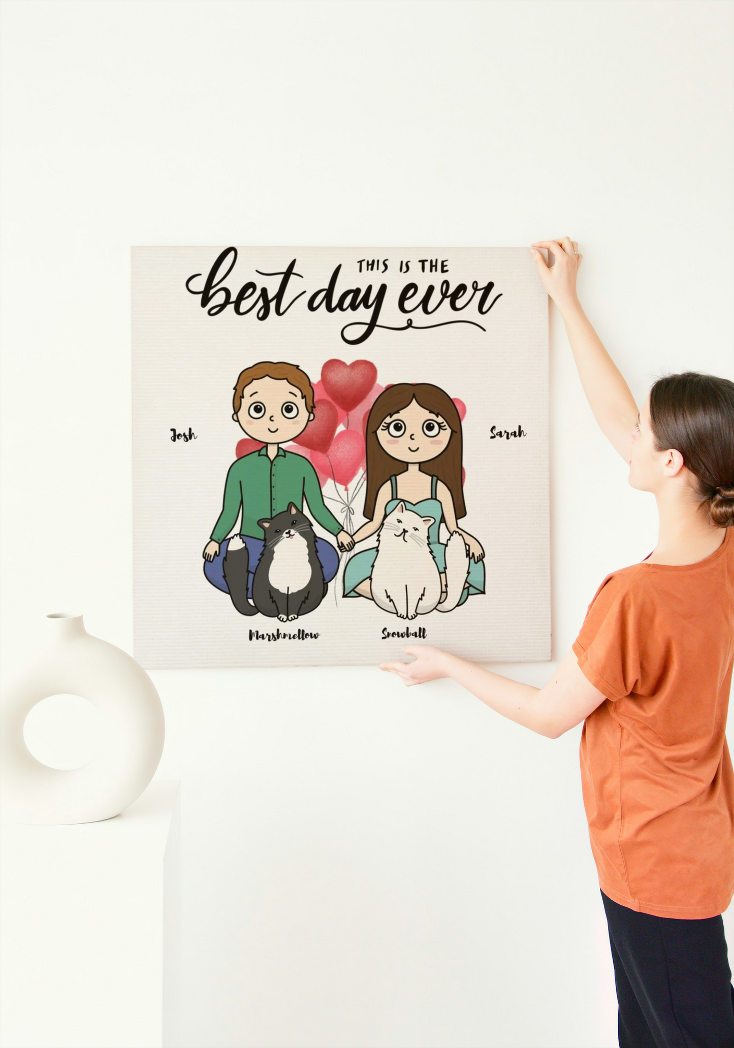 "This Is The Best Day Ever" Custom Cat Cartoon Canvas