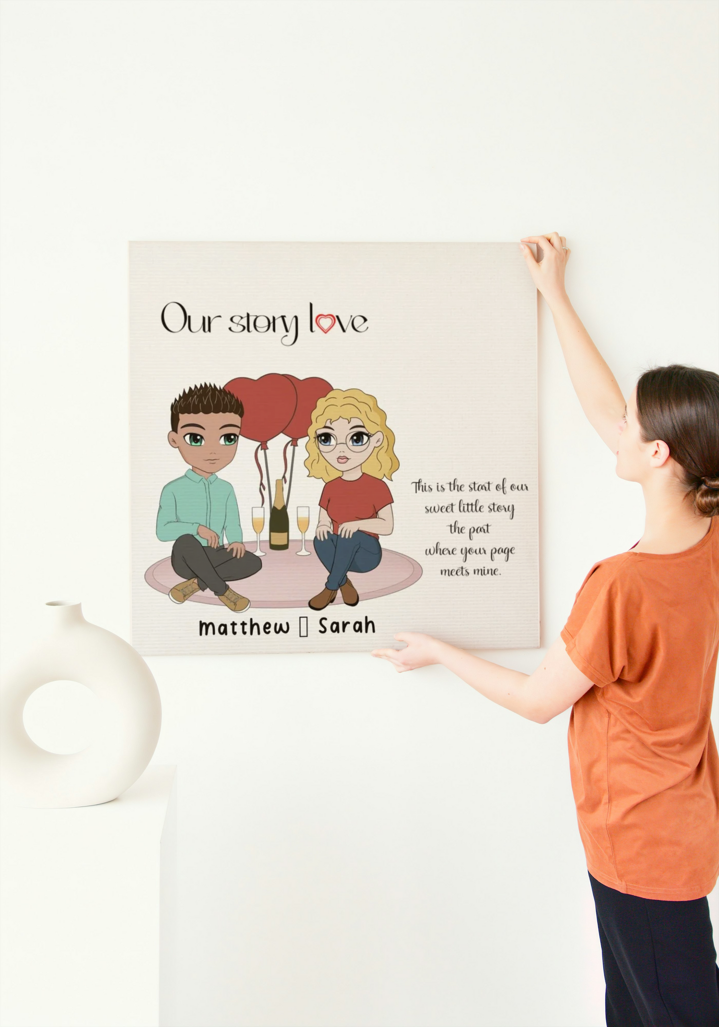 "Our Story" Custom Cartoon Canvas