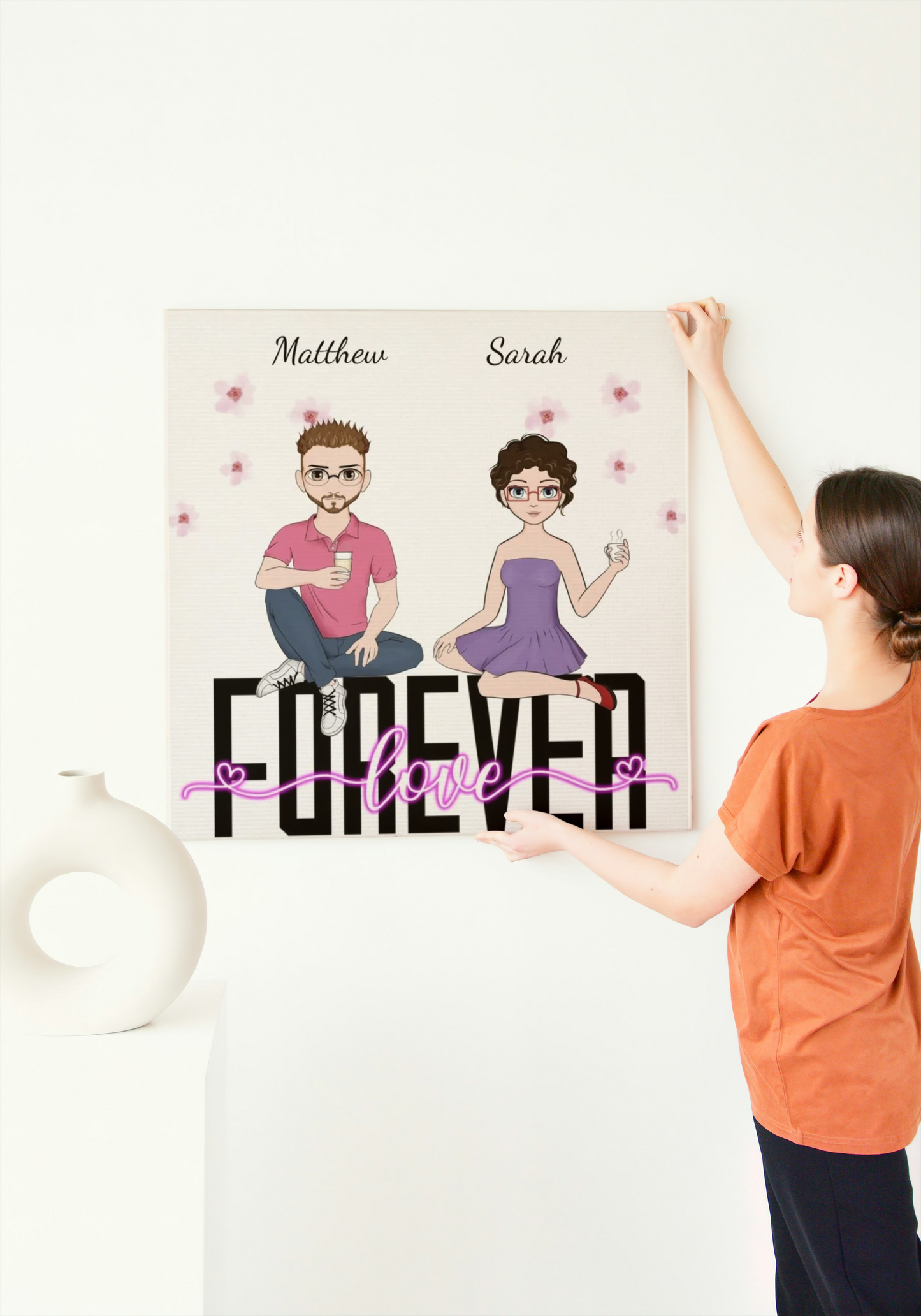 "Love Forever" Custom Cartoon Canvas