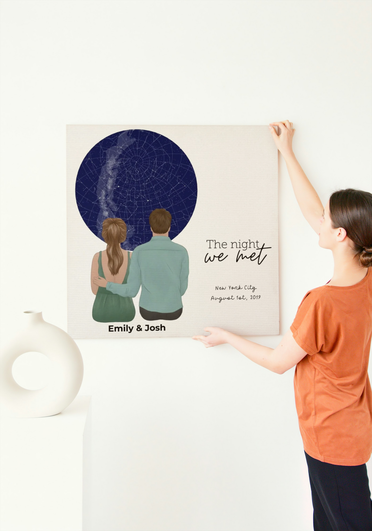 Stargazing Custom Star Chart Cartoon Canvas