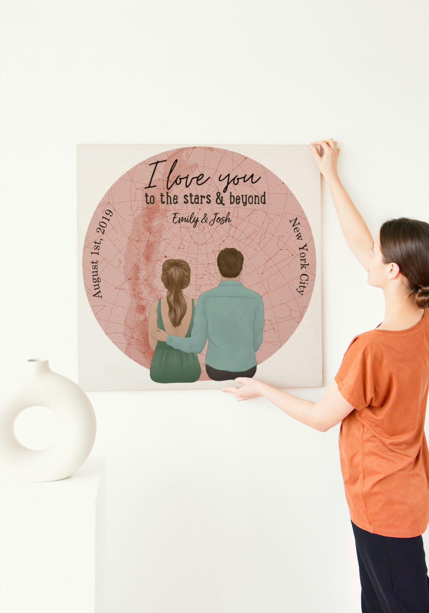 "I Love You To The Stars & Beyond" Custom Star Chart Cartoon Canvas