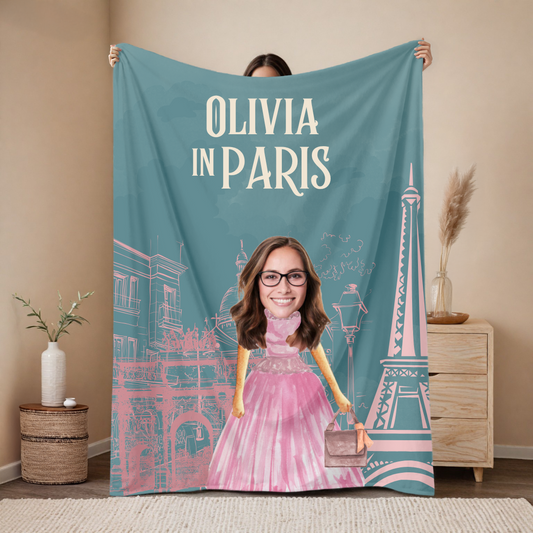 "In Paris" Custom Face Blanket