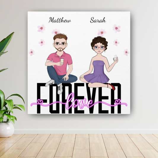 "Love Forever" Custom Cartoon Canvas