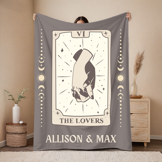 The Lovers Dark Tarot Card Custom Blanket