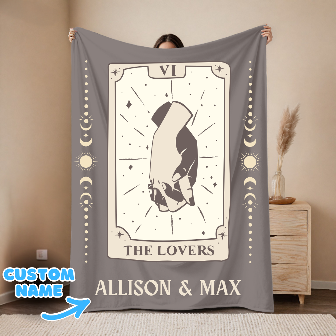 The Lovers Dark Tarot Card Custom Blanket