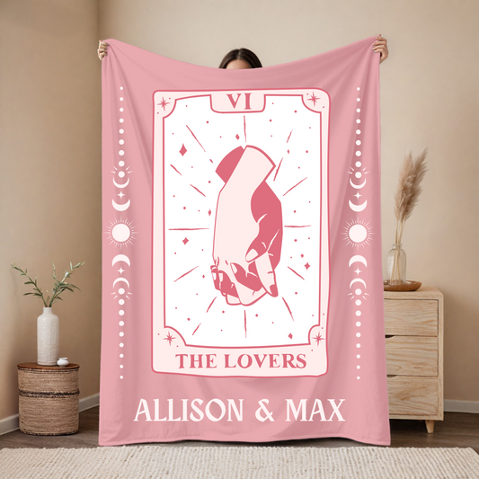 The Lovers Pink Tarot Card Custom Blanket