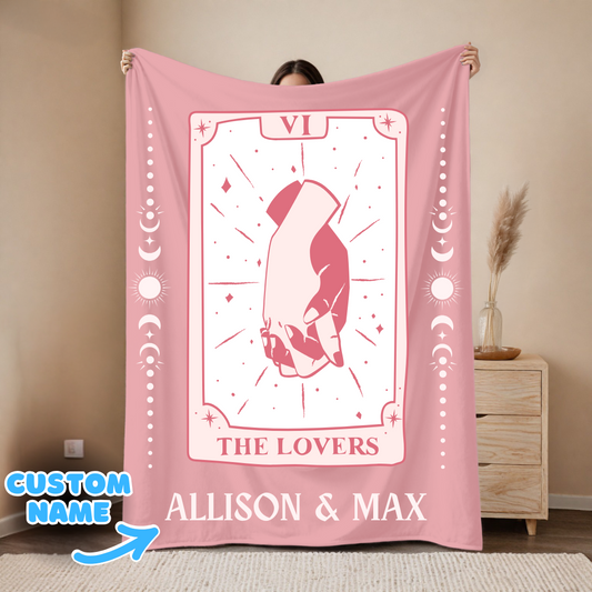 The Lovers Pink Tarot Card Custom Blanket