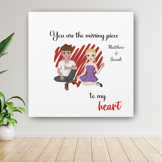 "You Are The Missing Piece" Custom Cartoon Canvas