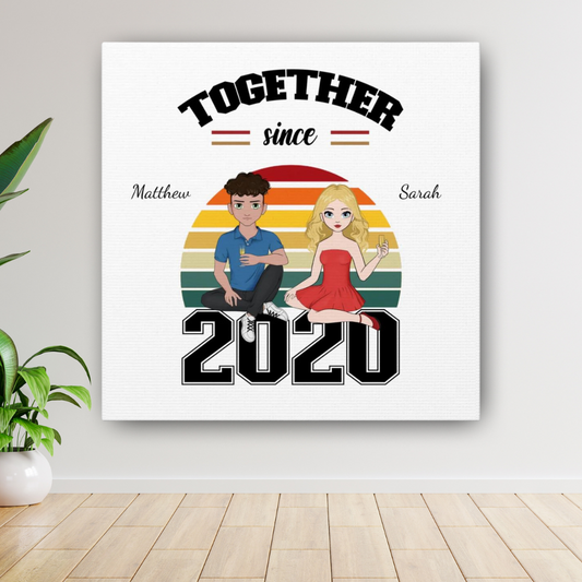 "Together Since" Custom Cartoon Canvas