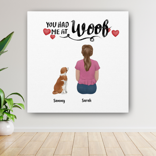 "You Had Me At Woof" Custom Dog Cartoon Canvas